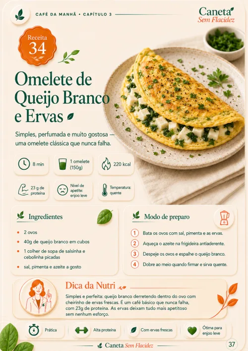 Receita 34 — Omelete de Queijo Branco e Ervas
